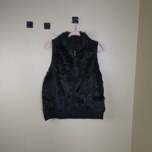 Thalia Sodi Full Zip Faux Fur Vest in Black Size XL